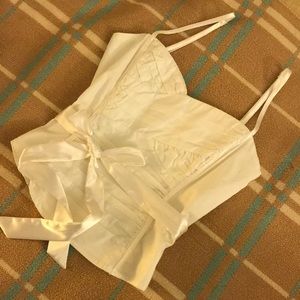 White heart shaped spagetti strap top w/ ribbon